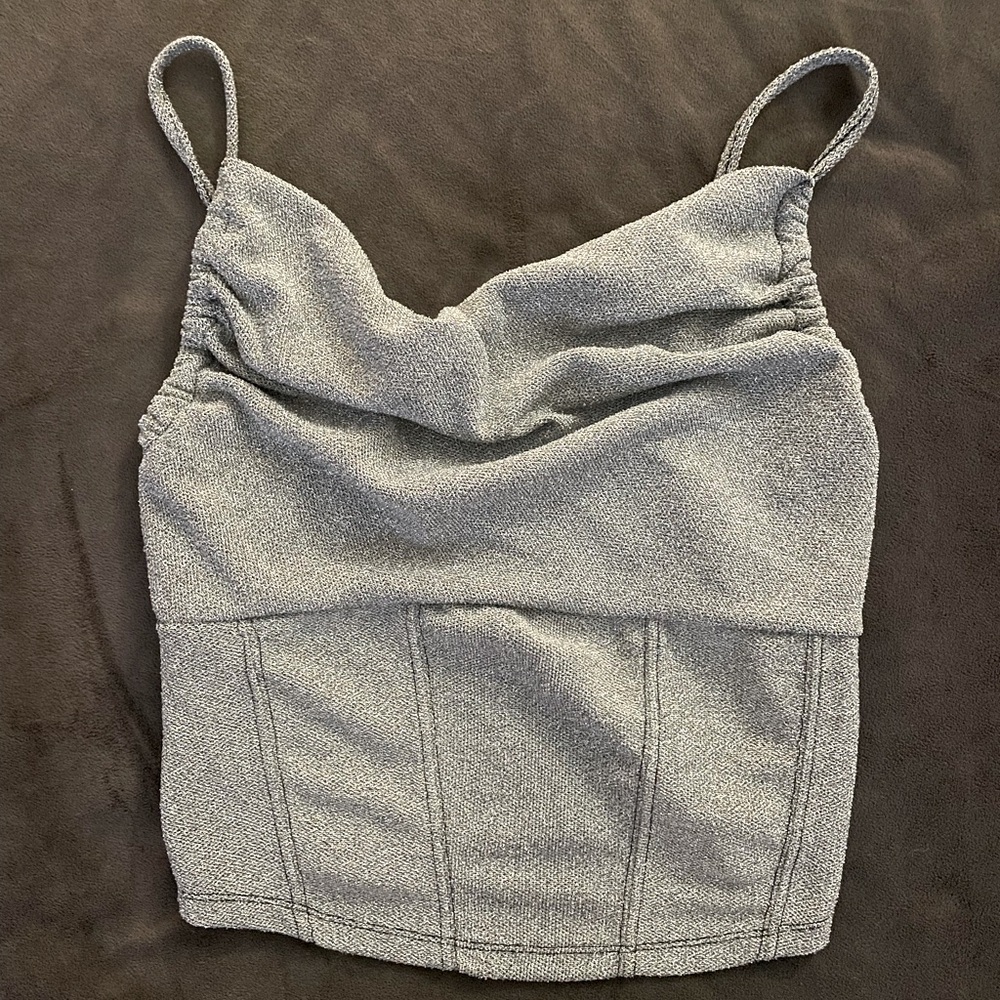 Ladies XS silver sparkle cropped top